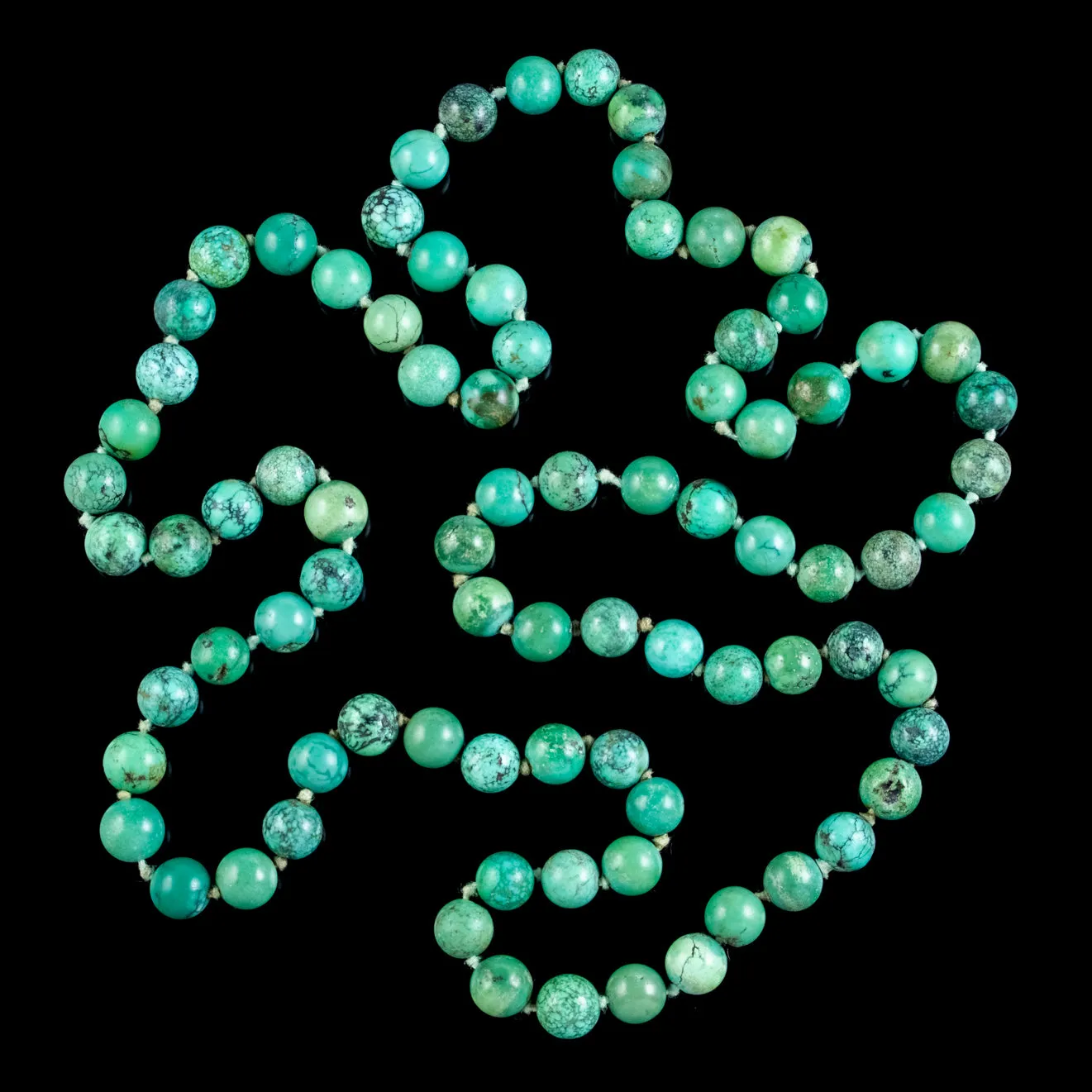 Antique Victorian Turquoise Bead Necklace Circa 1880 Cert