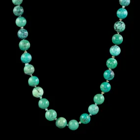 Antique Victorian Turquoise Bead Necklace Circa 1880 Cert