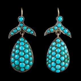 Antique Victorian Turquoise Fruit Drop Earrings 18Ct Gold Circa 1870