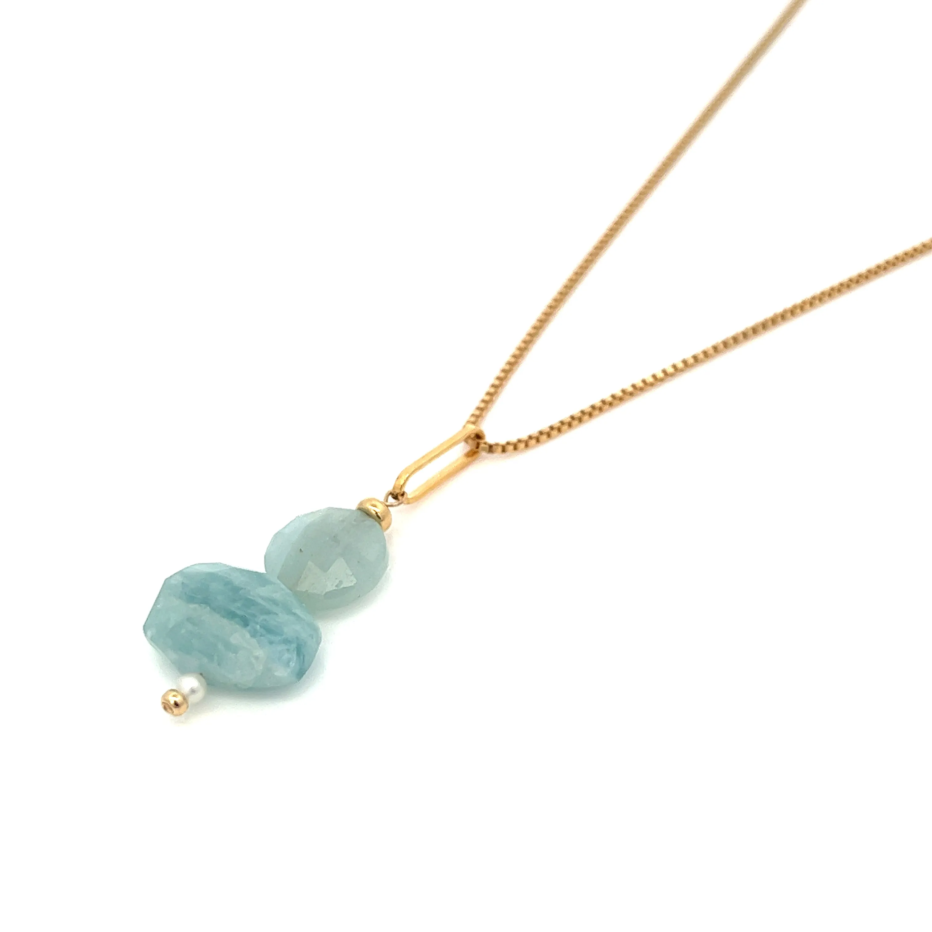 aquamarine duo pendant necklace