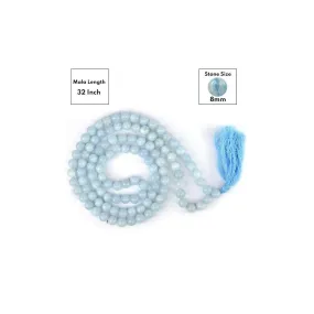 Aquamarine Round Beads Mala