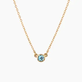 Aquamarine Solitaire Birthstone Necklace