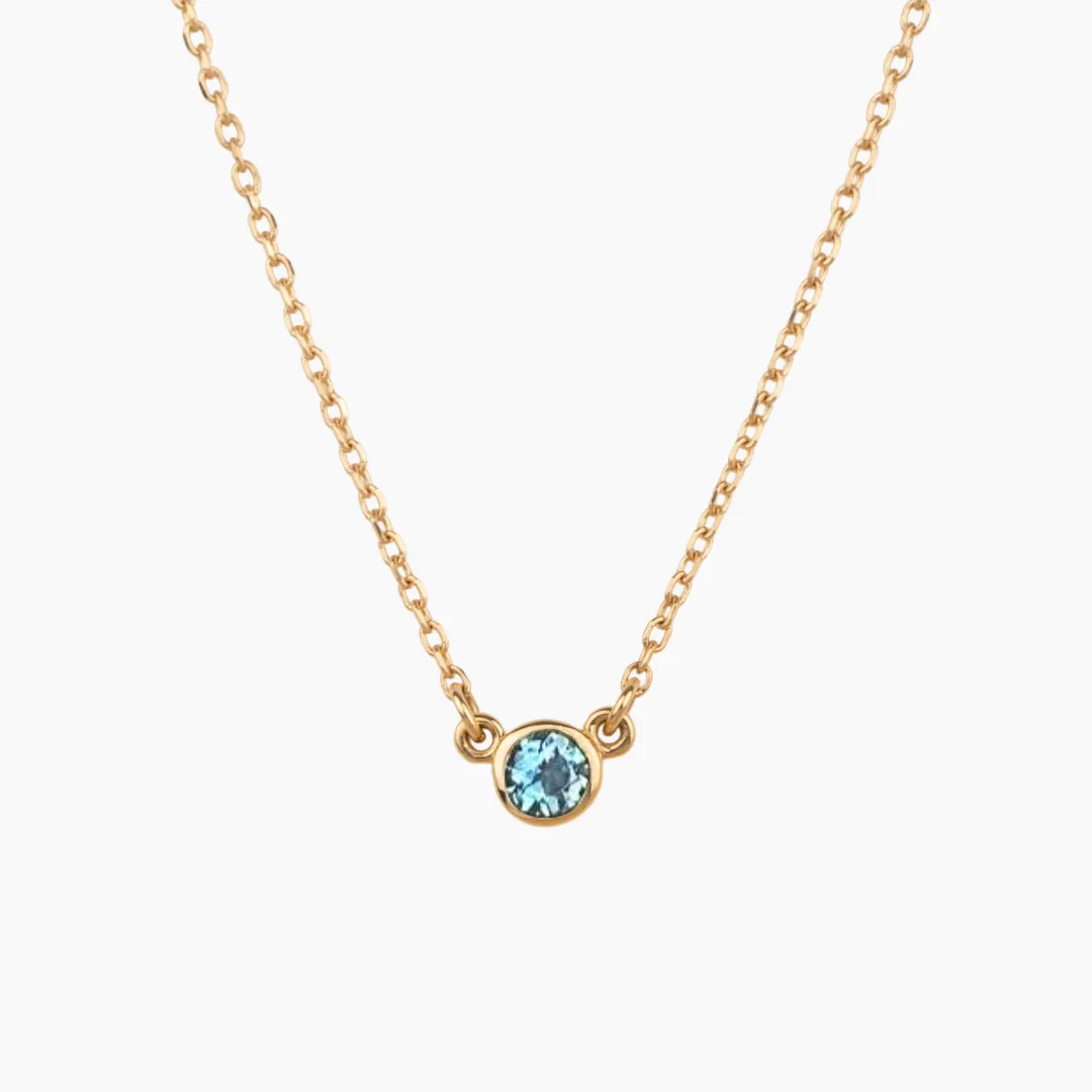 Aquamarine Solitaire Birthstone Necklace