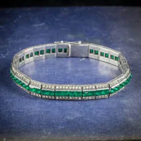 Art Deco French Silver Bracelet White Green Paste Stones Circa 1920