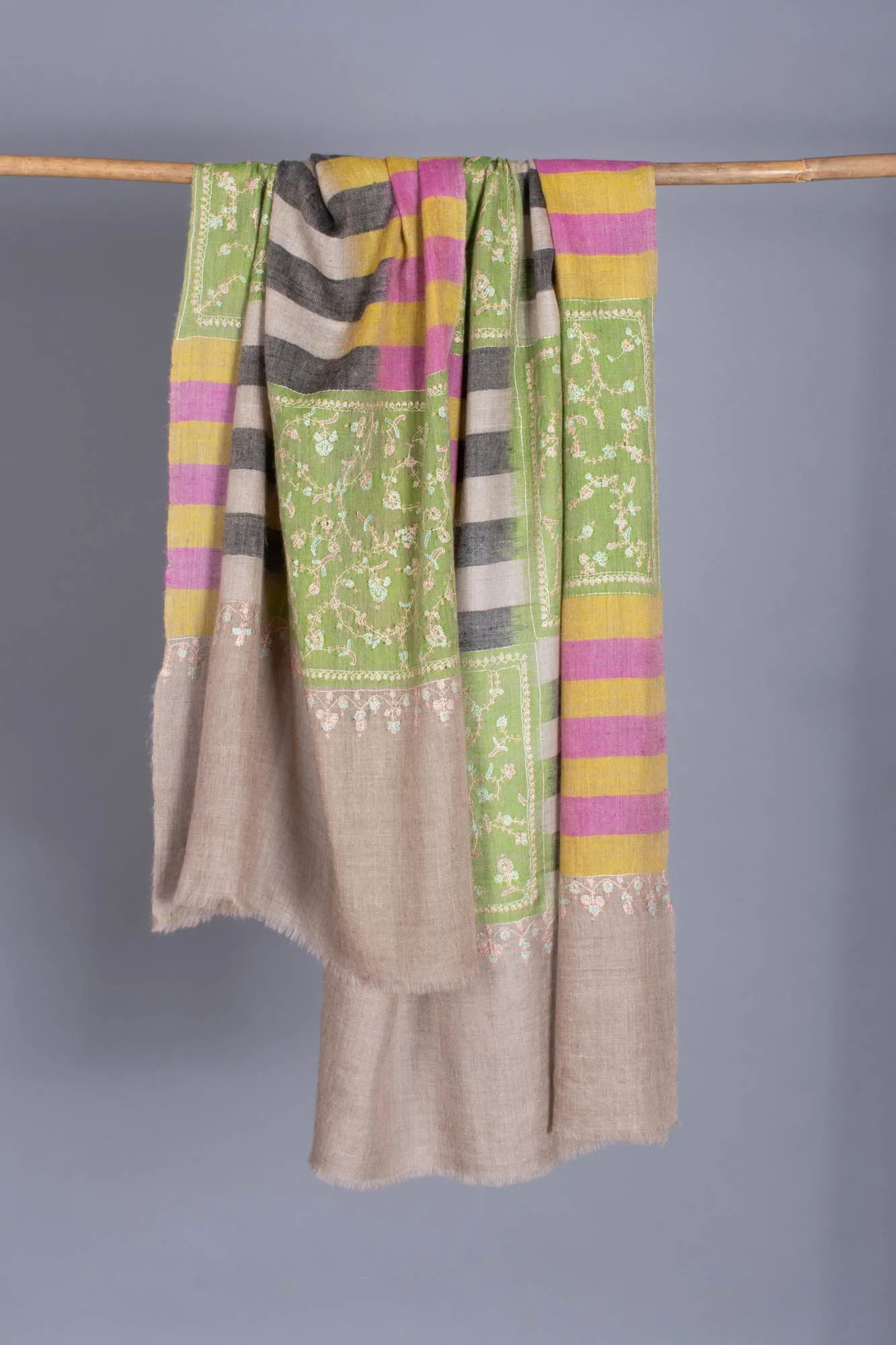 Artistic Embroidered Cashmere Scarf - MERCED