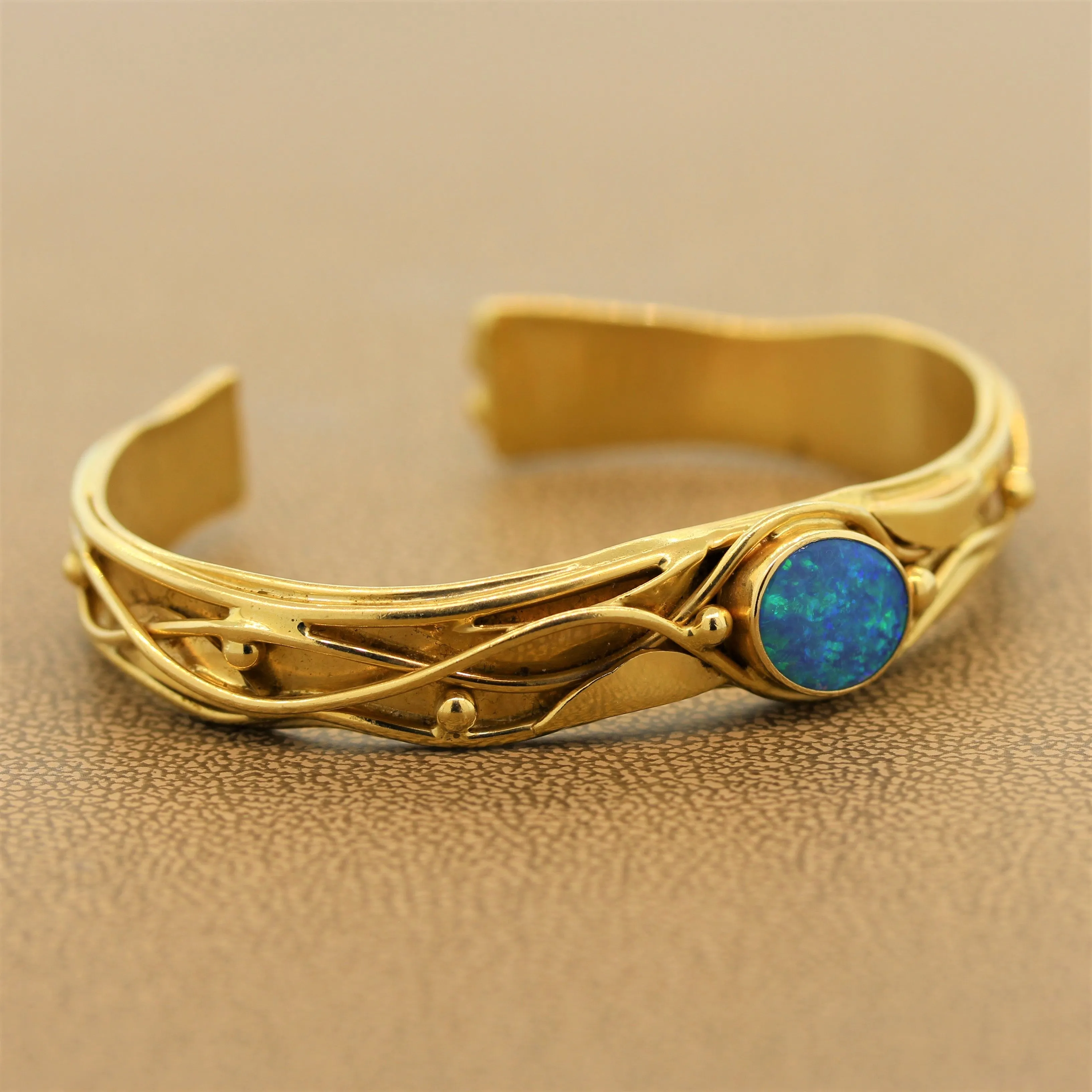 Australian Opal Gold Cuff Bracelet