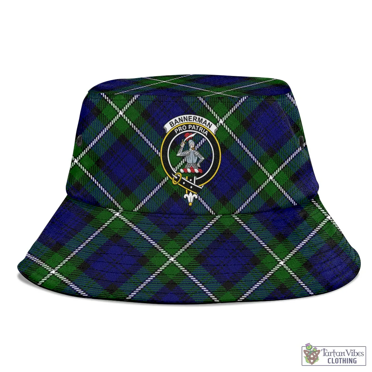 Bannerman Tartan Bucket Hat with Family Crest