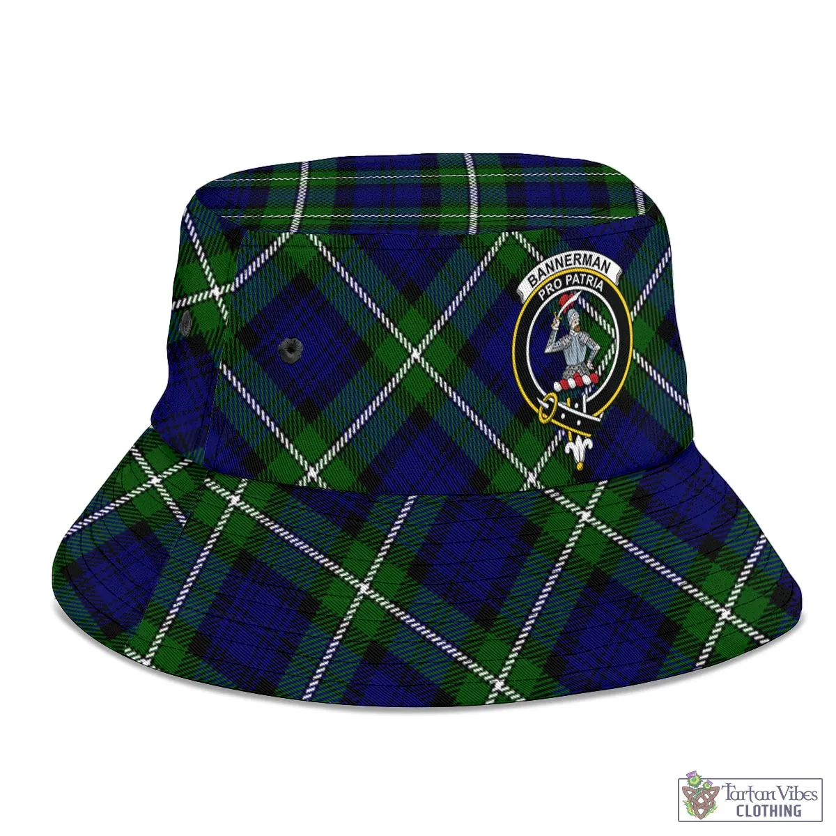 Bannerman Tartan Bucket Hat with Family Crest