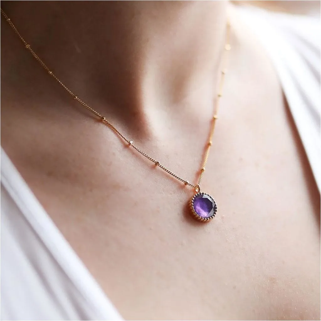 Barcelona February Amethyst Birthstone Necklace