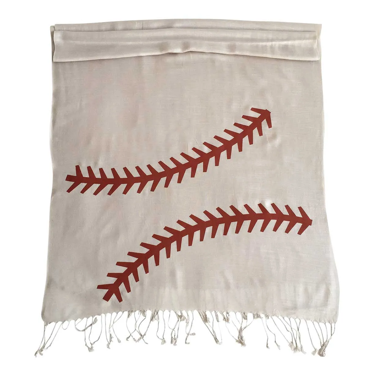 Baseball Stitching Scarf. Silkscreened Linen weave pashmina