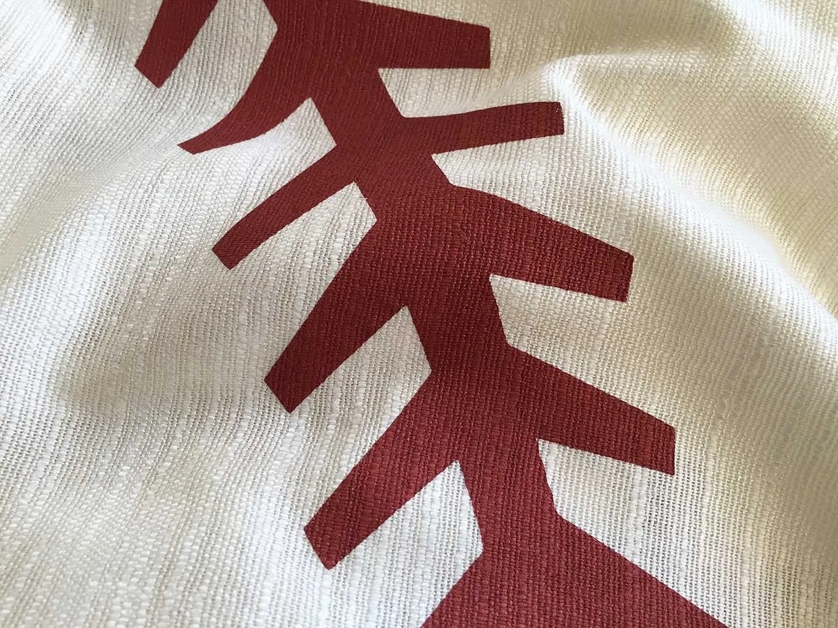 Baseball Stitching Scarf. Silkscreened Linen weave pashmina