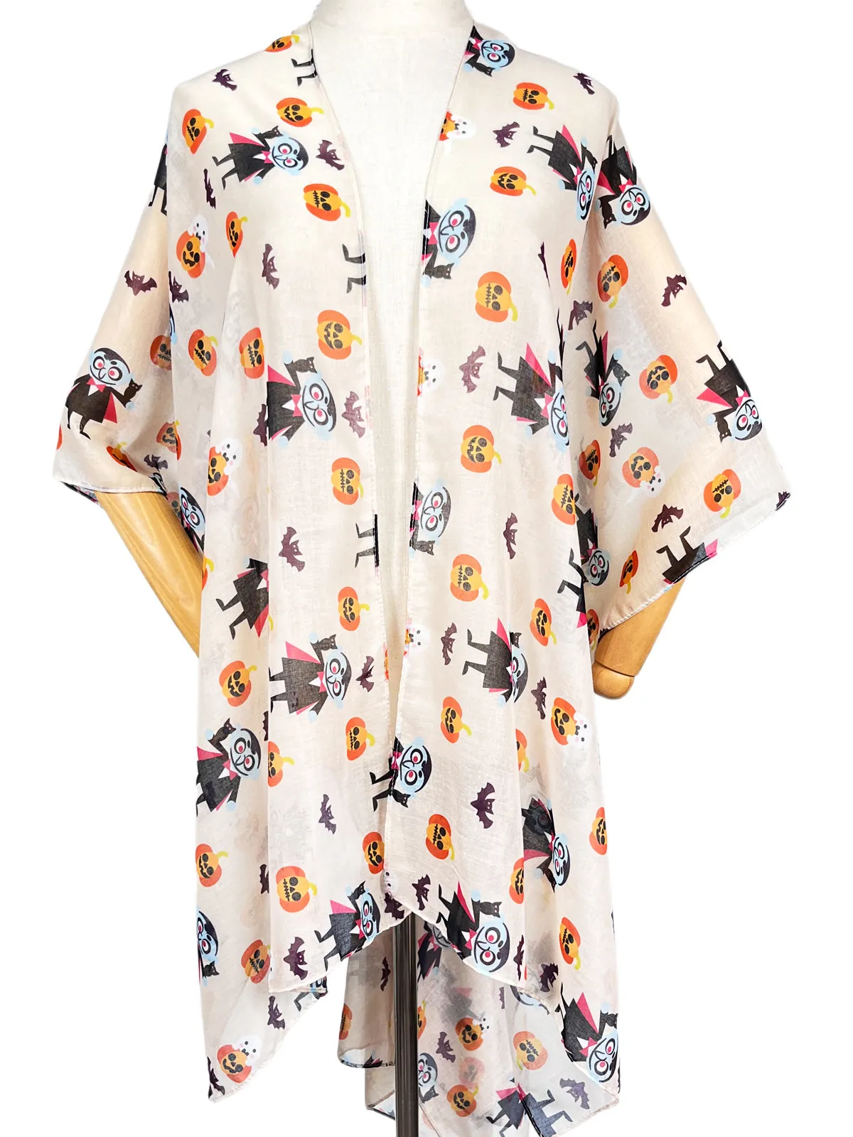 BD-114 Halloween digital print scarf/Casual cardigan set