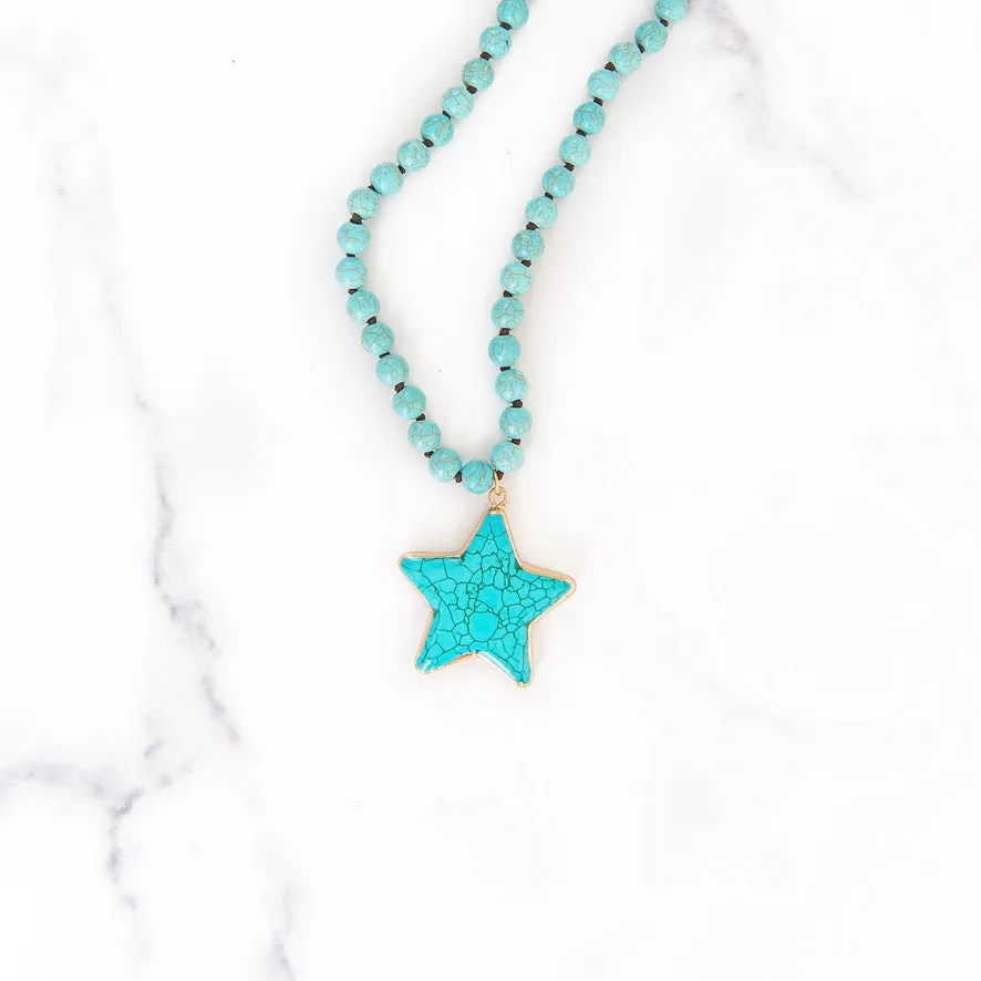 Beaded Turquoise Star Necklace