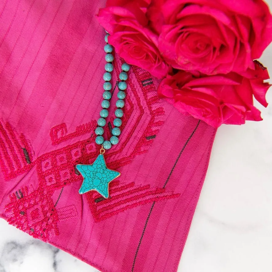 Beaded Turquoise Star Necklace