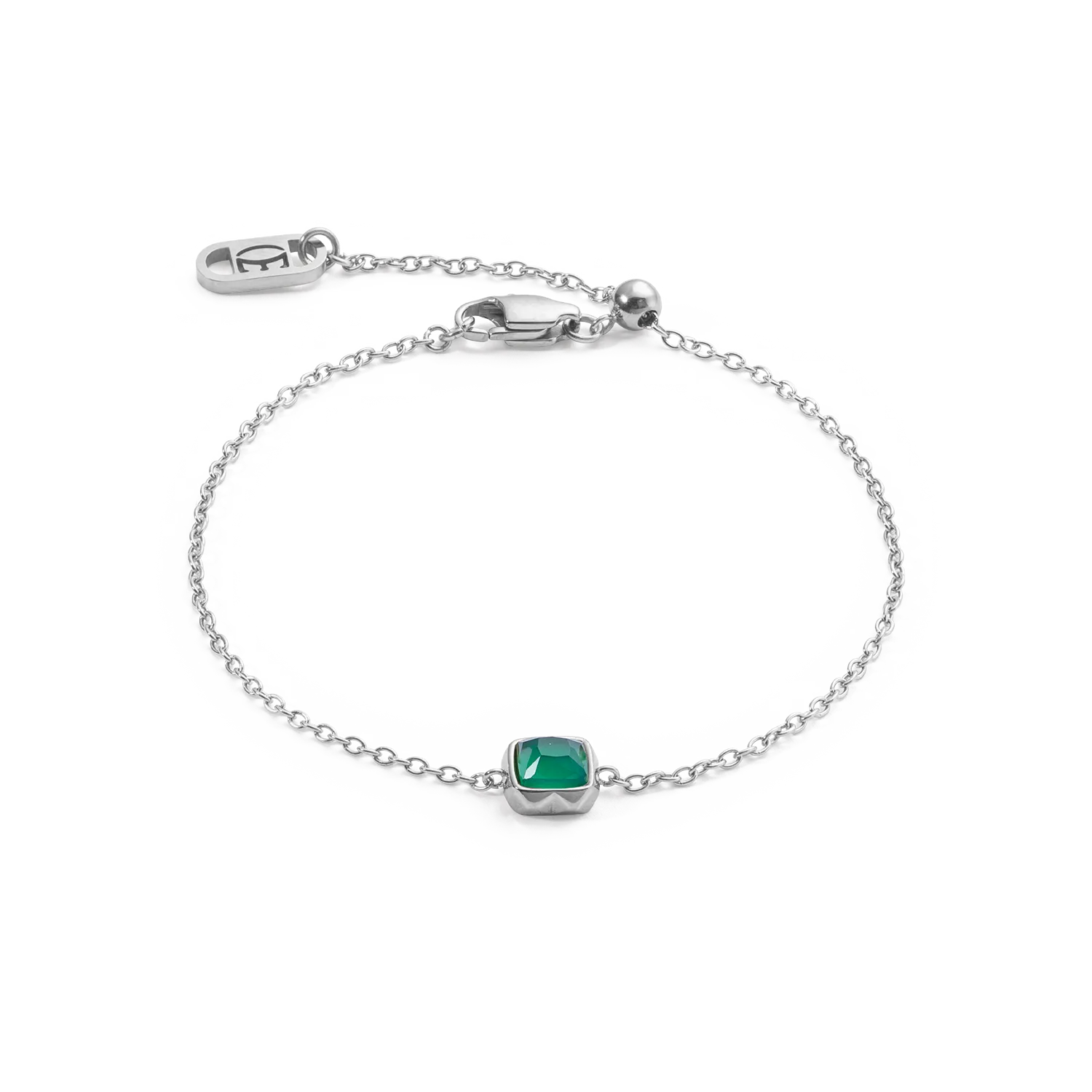 Birthstone May Bracelet Green Agate Silver