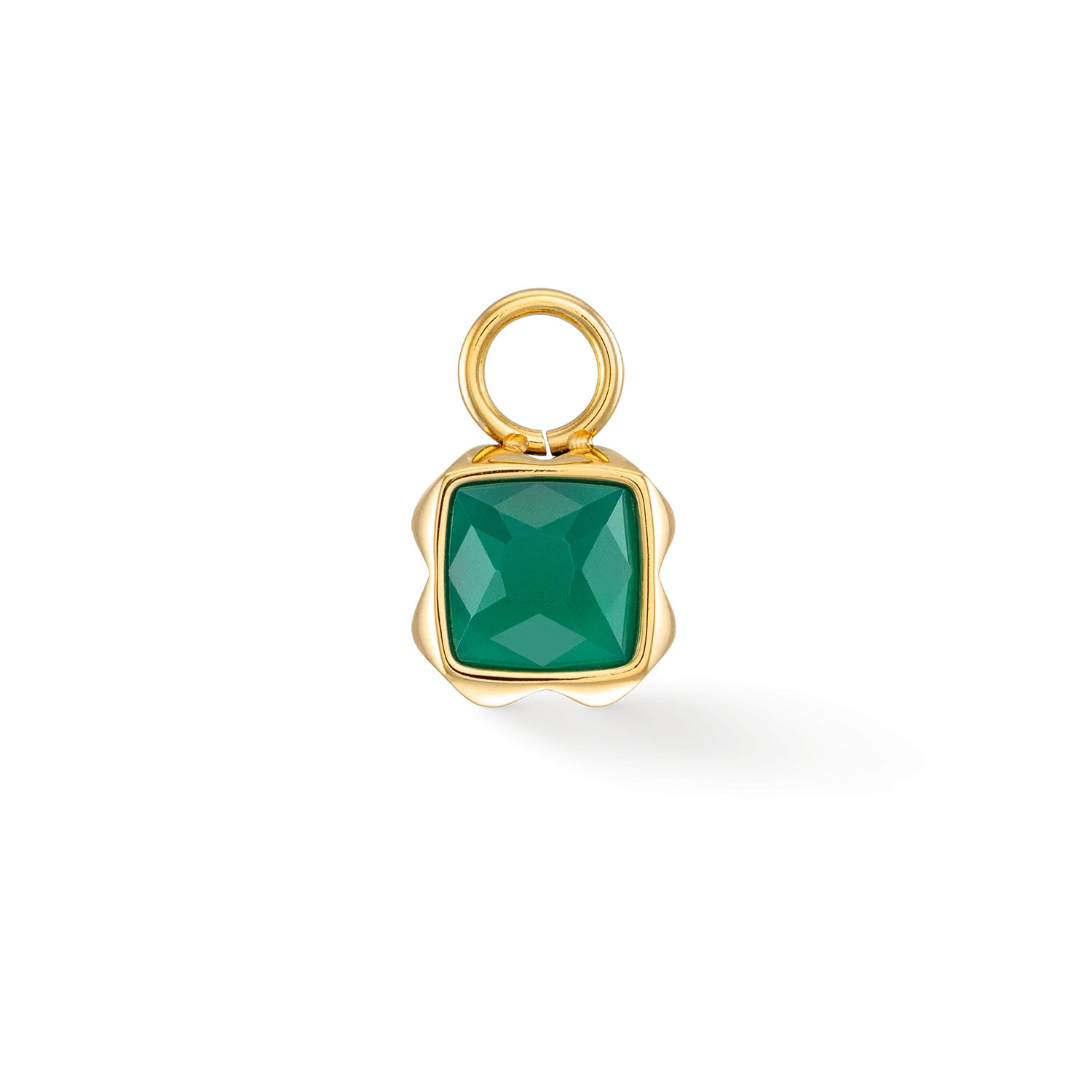 Birthstone May Charm Green Agate Gold