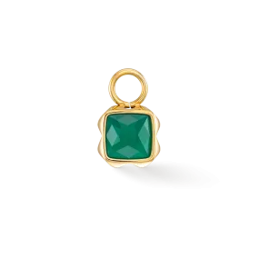 Birthstone May Charm Green Agate Gold