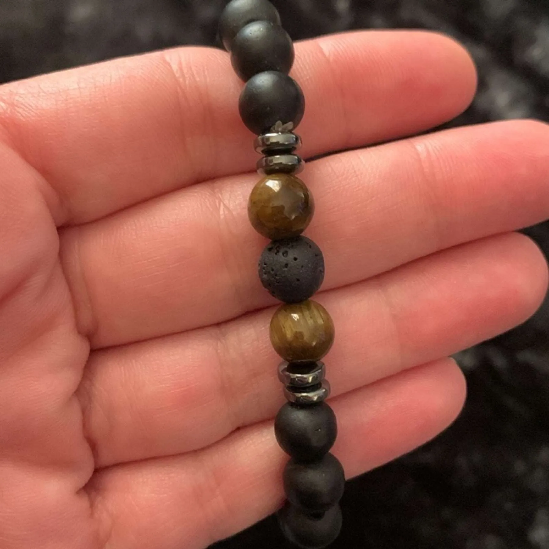 Black Matte Stone Tigers Eye Bracelet