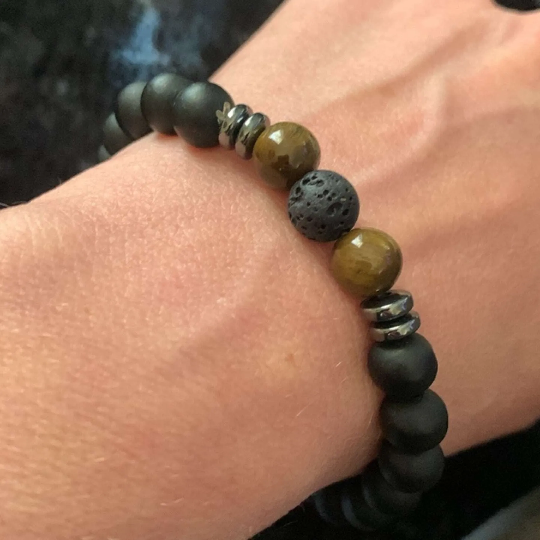 Black Matte Stone Tigers Eye Bracelet