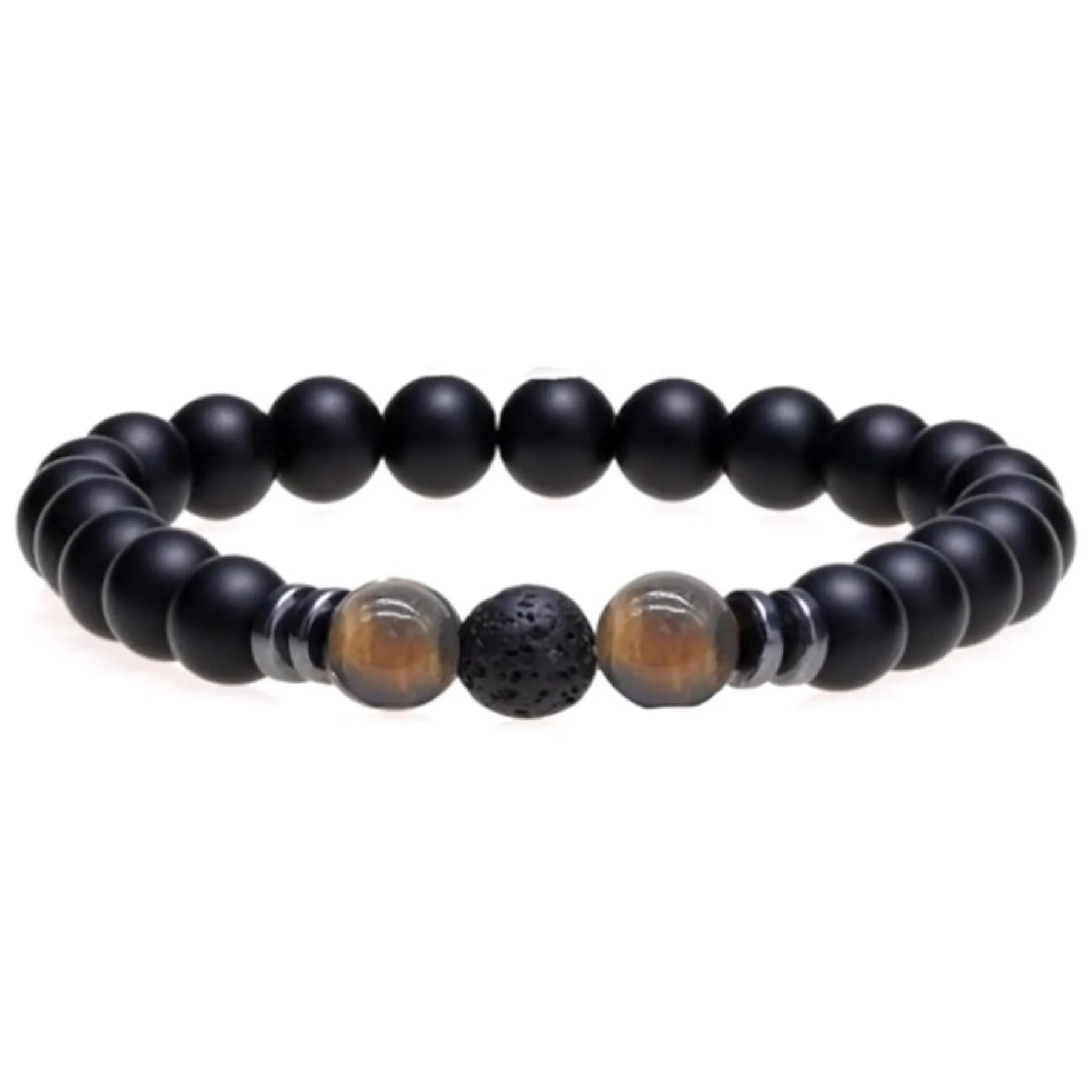 Black Matte Stone Tigers Eye Bracelet