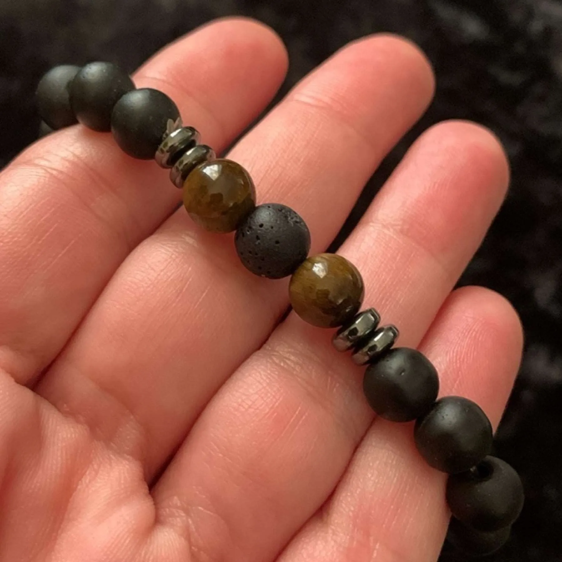 Black Matte Stone Tigers Eye Bracelet