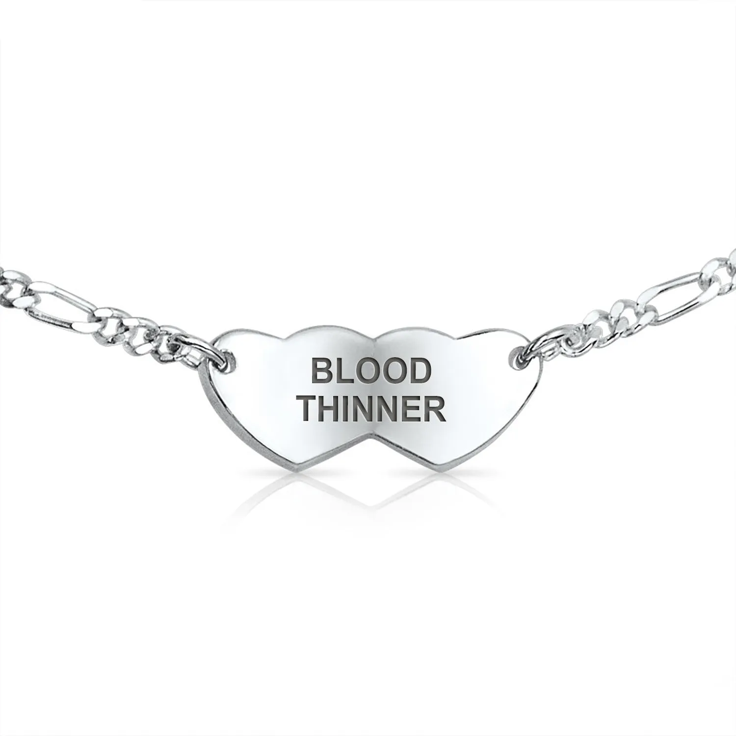 Blank Dainty Oval or Heart Medical ID Bracelet Sterling Silver 6-7 Inch