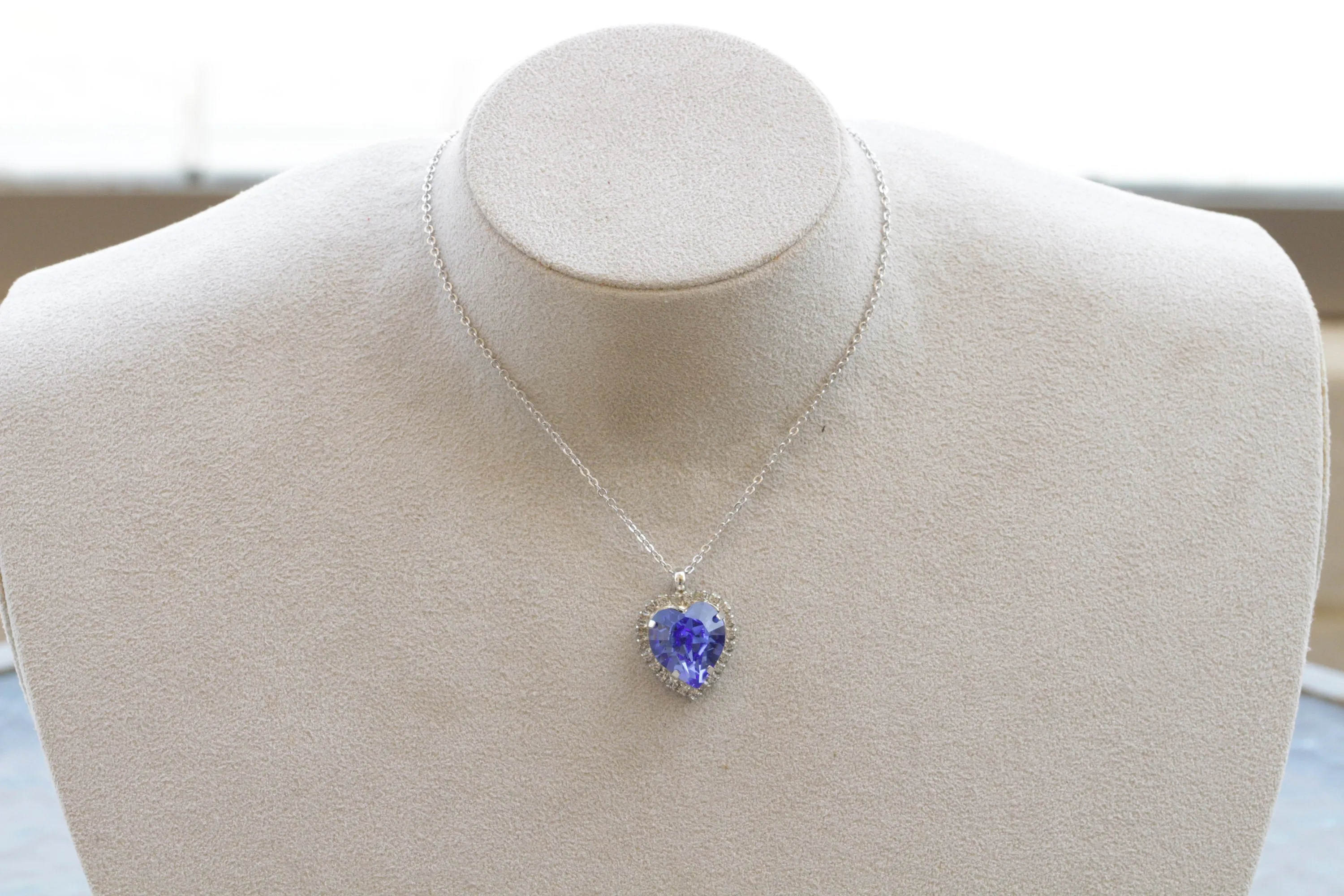 BLUE AQUAMARINE Heart Shaped Necklace