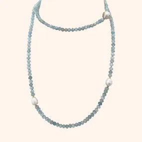 Blue Aquamarine Pearl Necklace