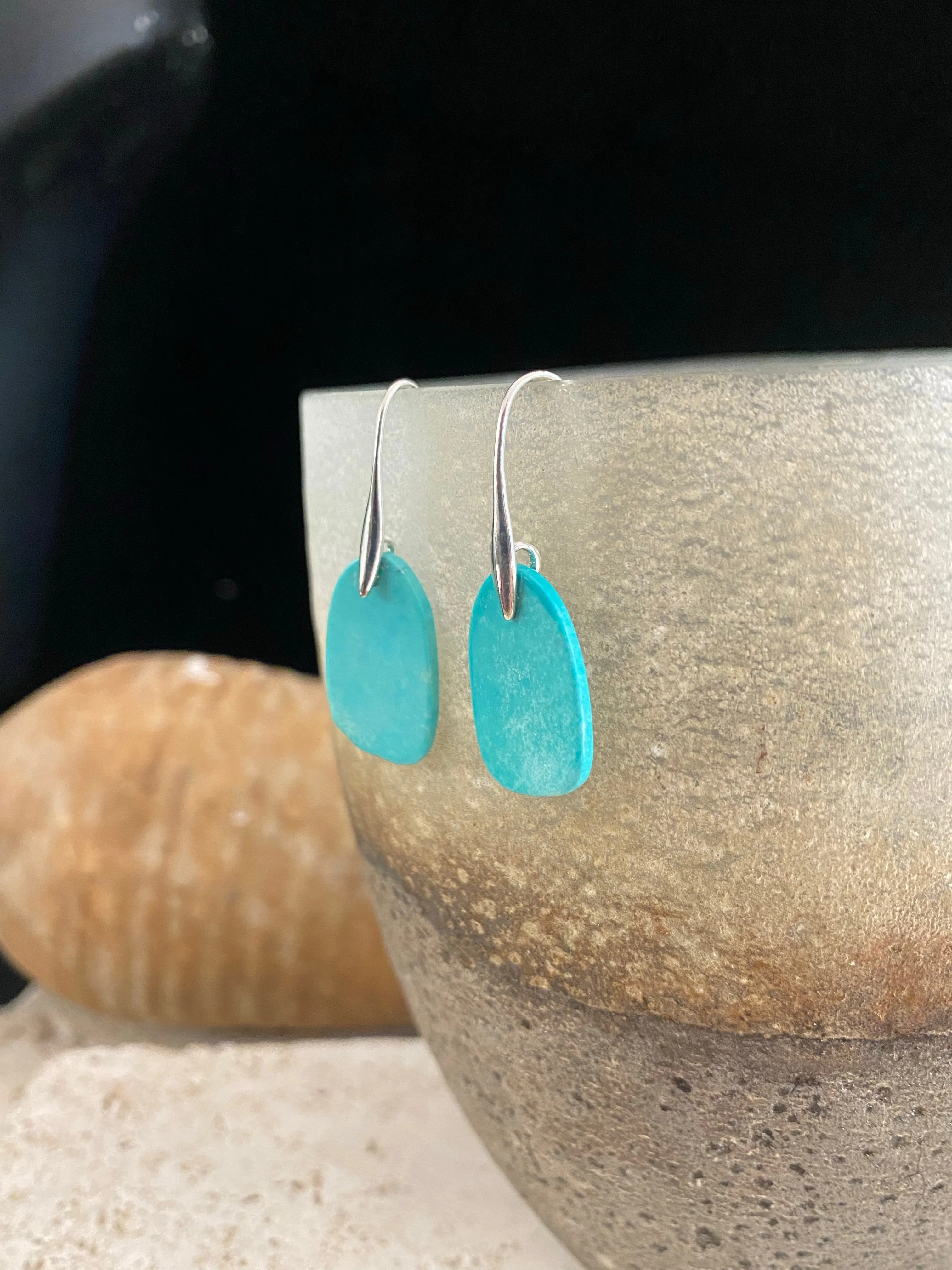 Blue Howlite Silver Earrings