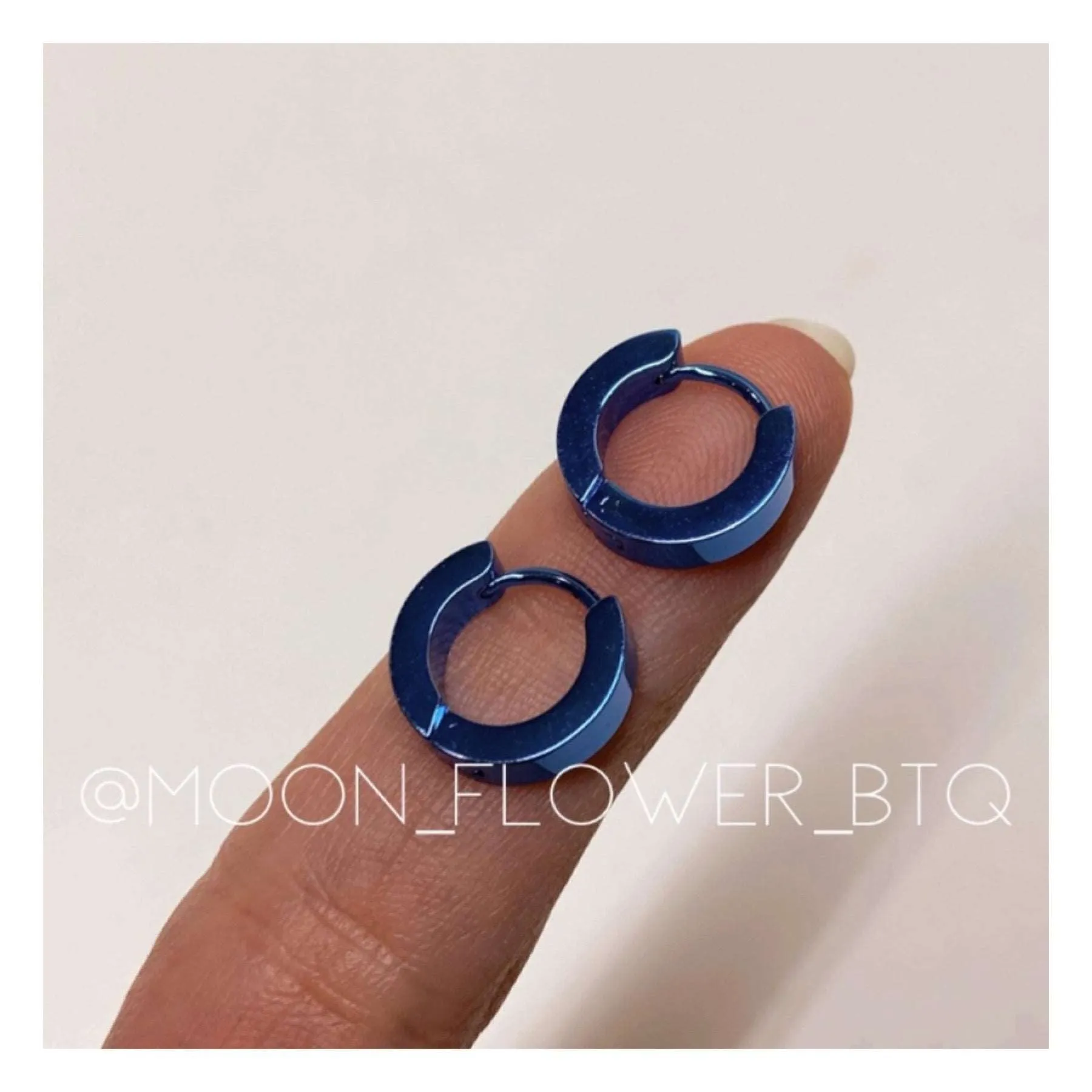 Blue Huggie Hoop Earrings