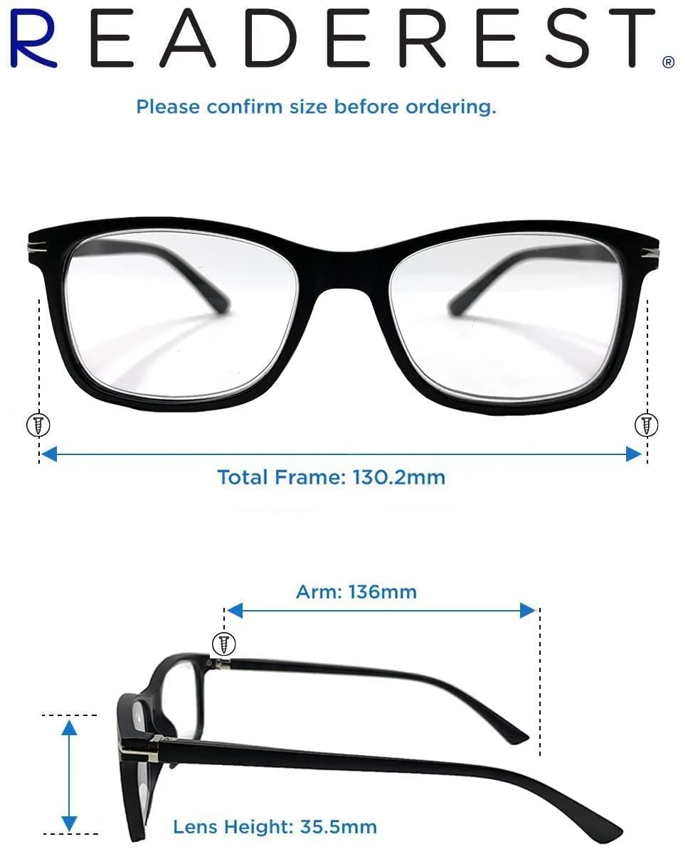 Blue Light Blocking Reading Glasses (Black, 275 Magnification) Computer