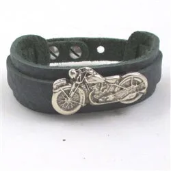 Blue  Motorcycle Leather Cuff Bracelet Unisex