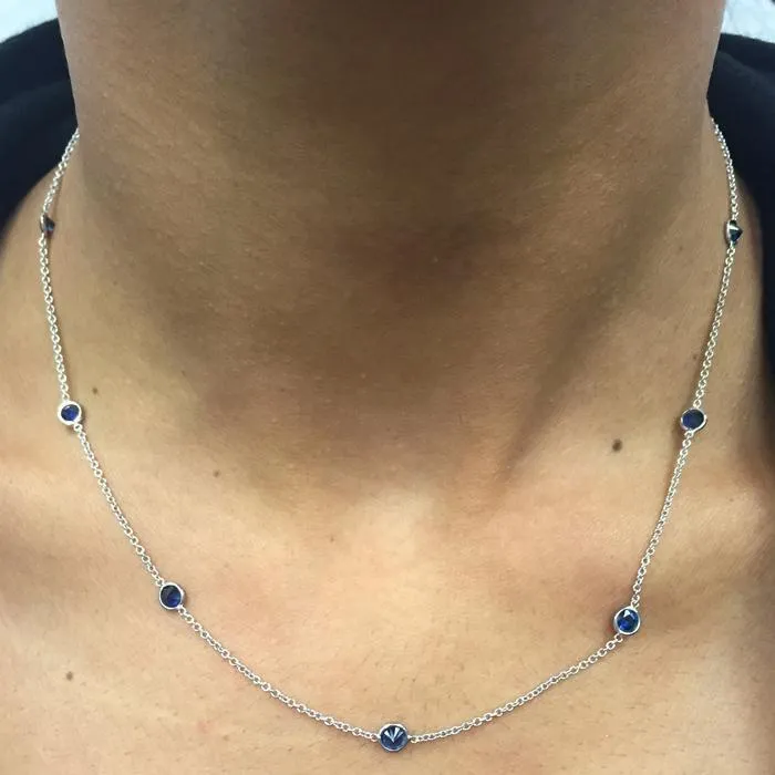 Blue Sapphire Station Necklace