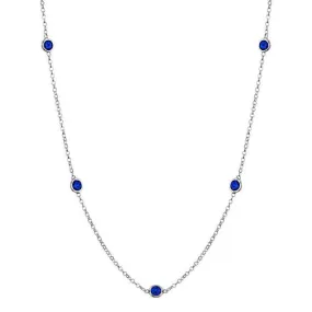 Blue Sapphire Station Necklace