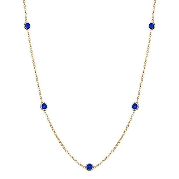 Blue Sapphire Station Necklace