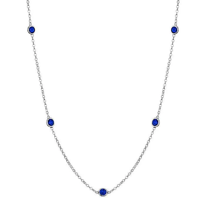 Blue Sapphire Station Necklace