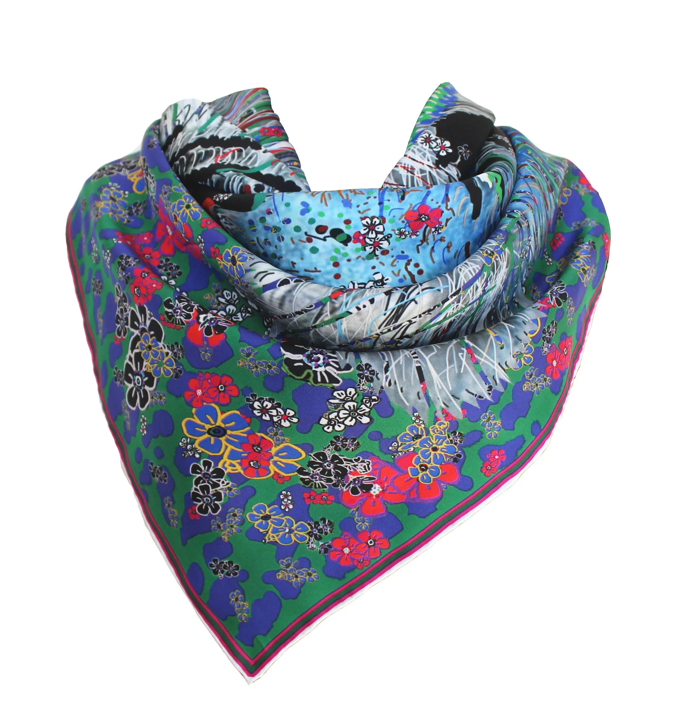 Blue Tiger, 110cm Square Silk Scarf