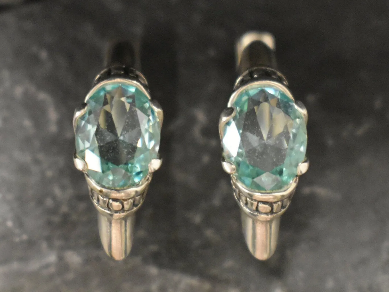 Boho Aquamarine Earrings - Blue Tribal Earrings - Vintage Aqua Earrings