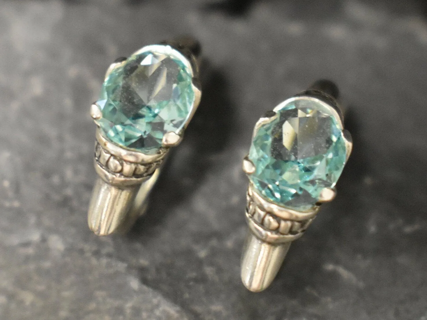 Boho Aquamarine Earrings - Blue Tribal Earrings - Vintage Aqua Earrings