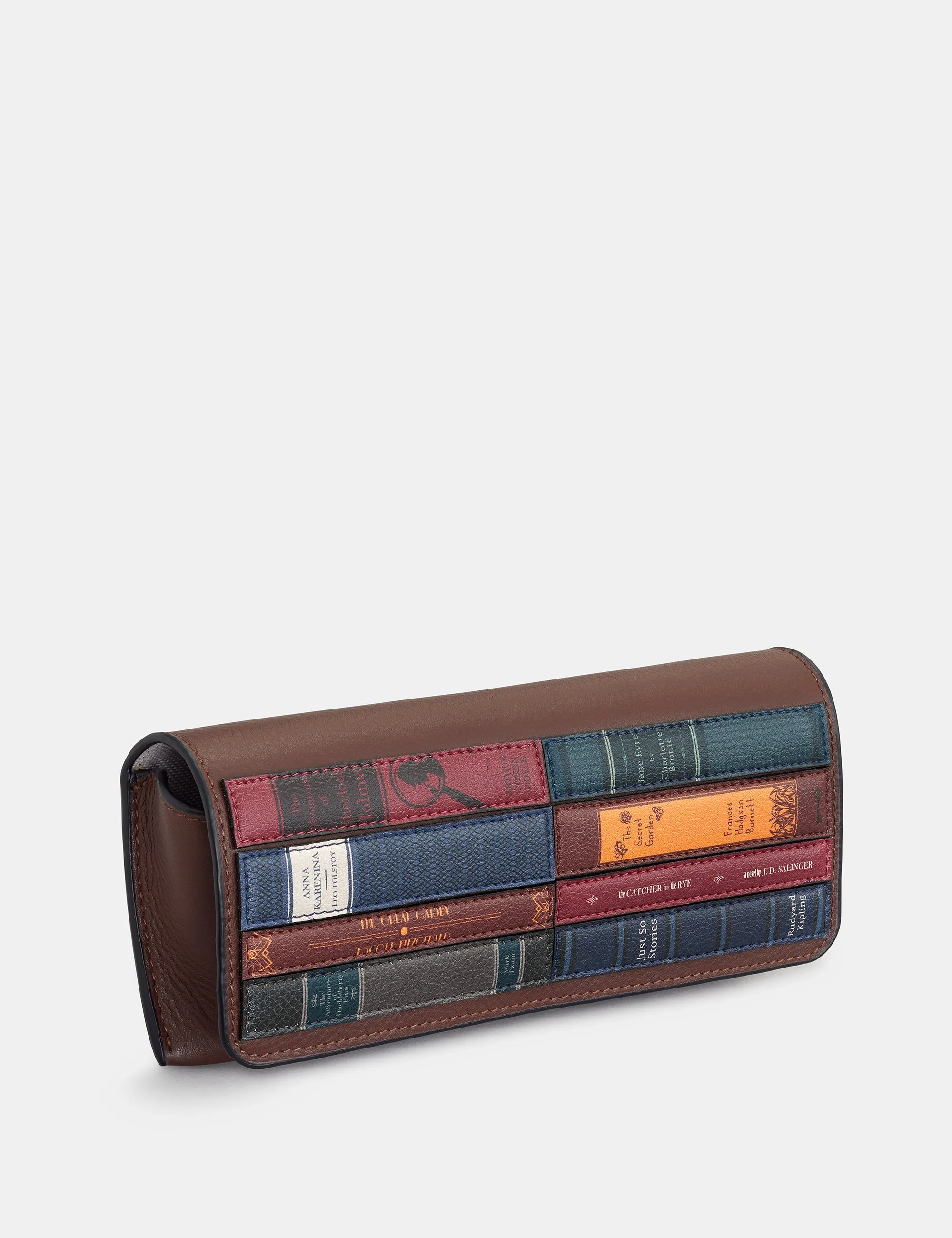 Bookworm Brown Leather Glasses Case