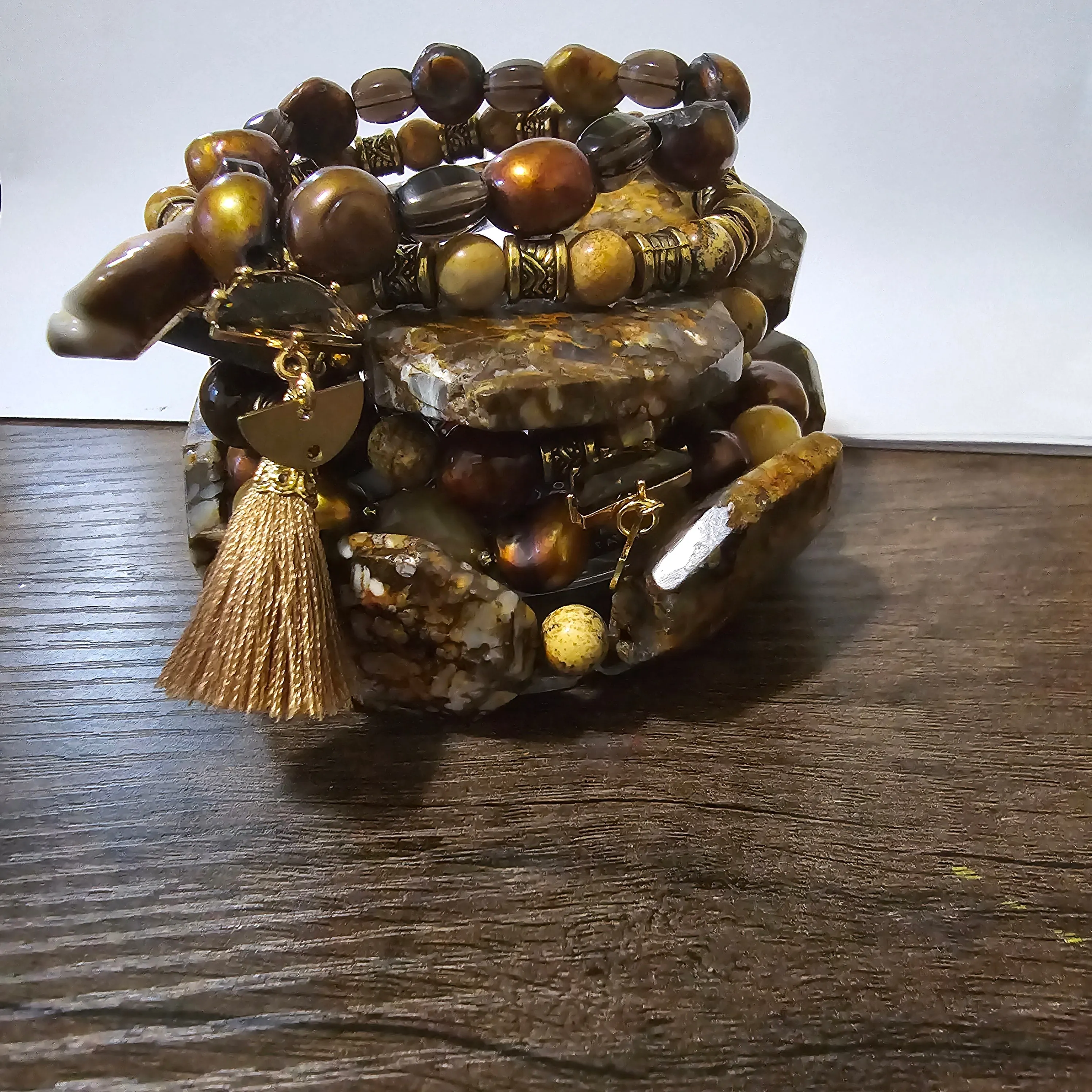 Bronzite Stacked Bracelet set