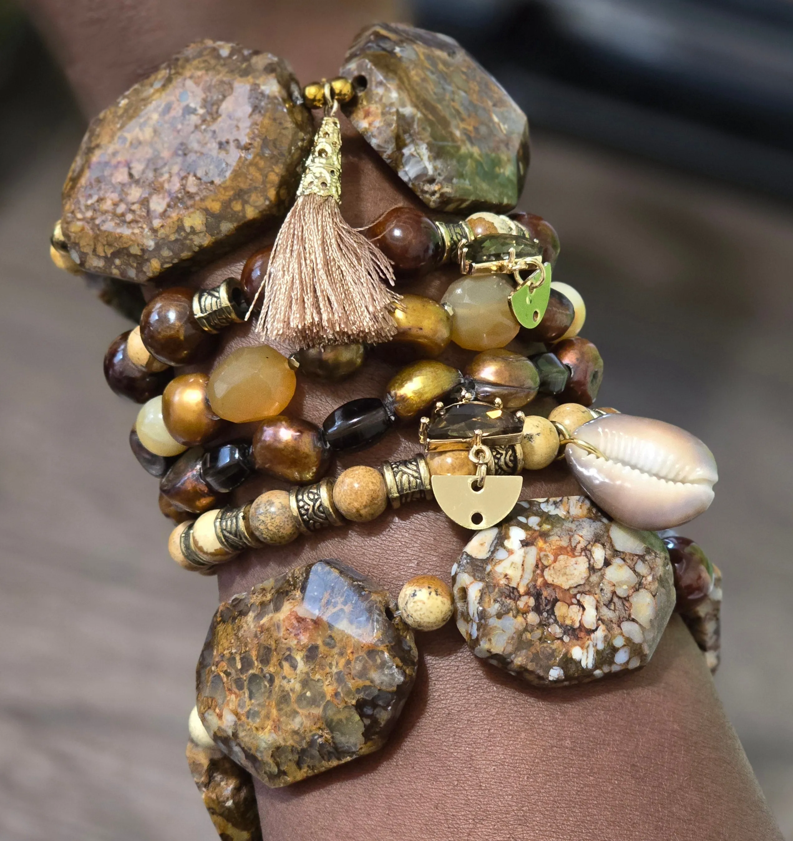 Bronzite Stacked Bracelet set