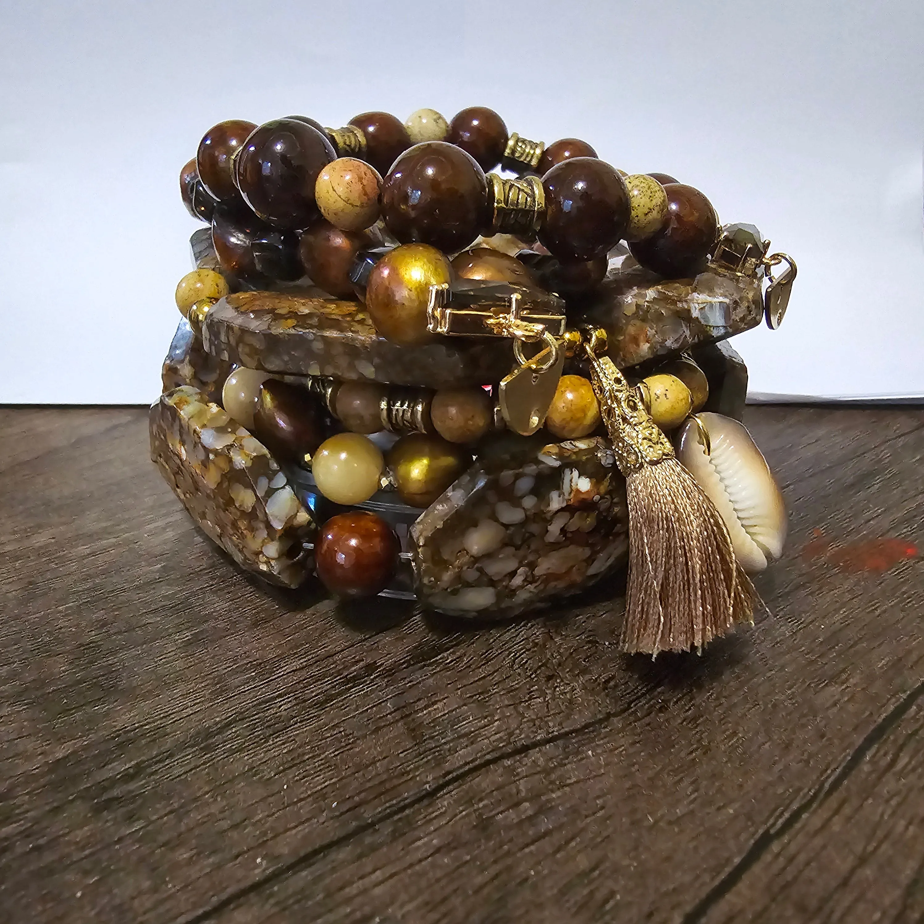 Bronzite Stacked Bracelet set