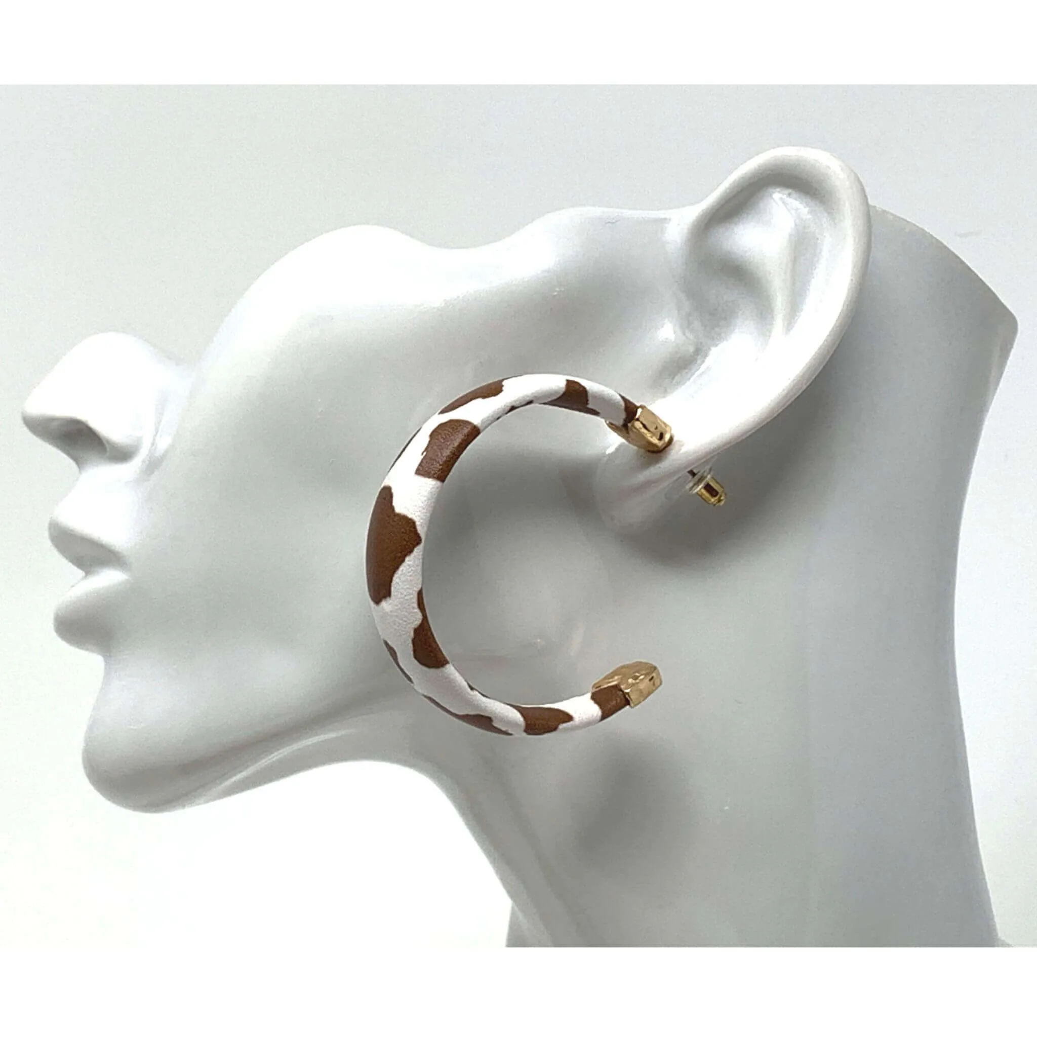 Brown Cow Print Earrings