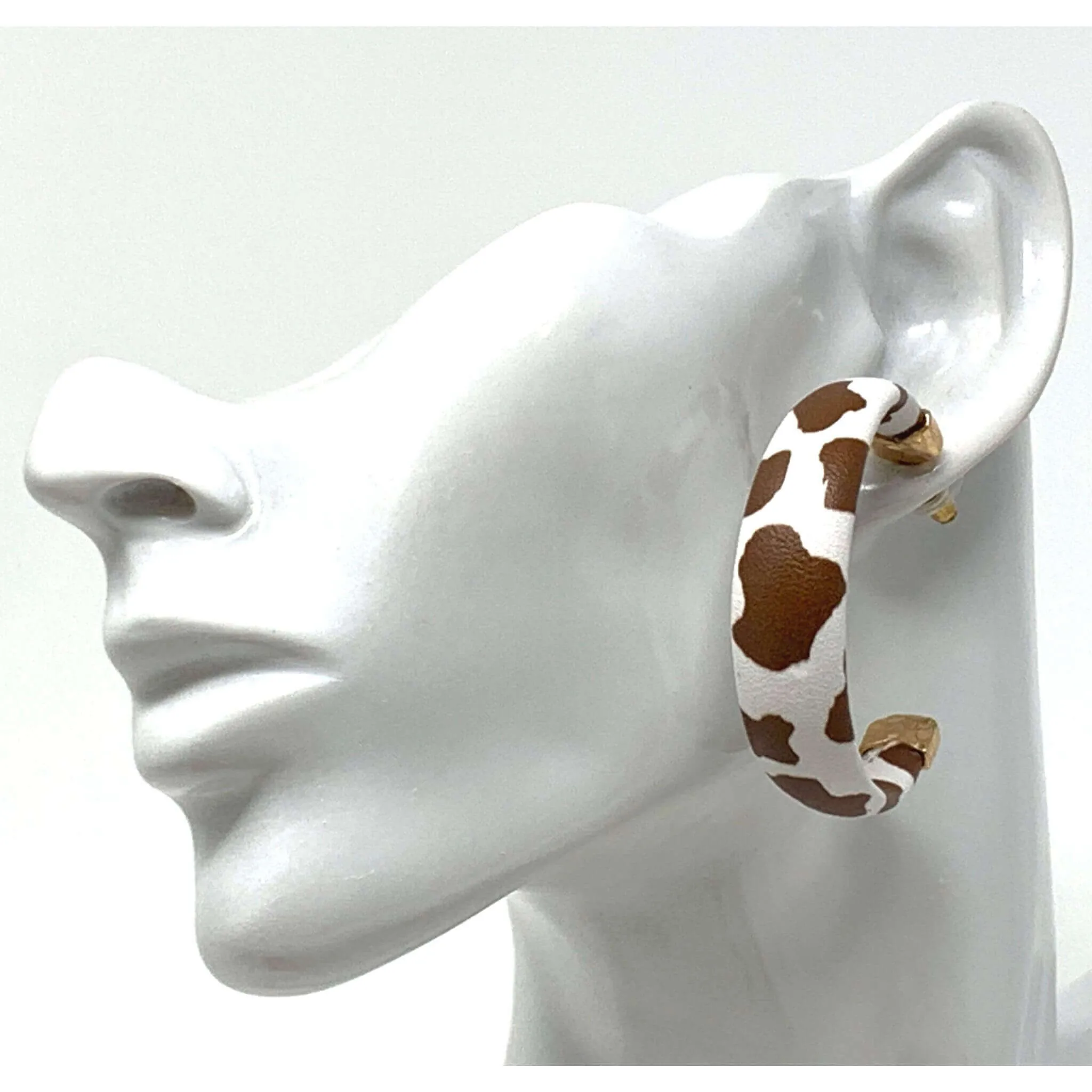 Brown Cow Print Earrings