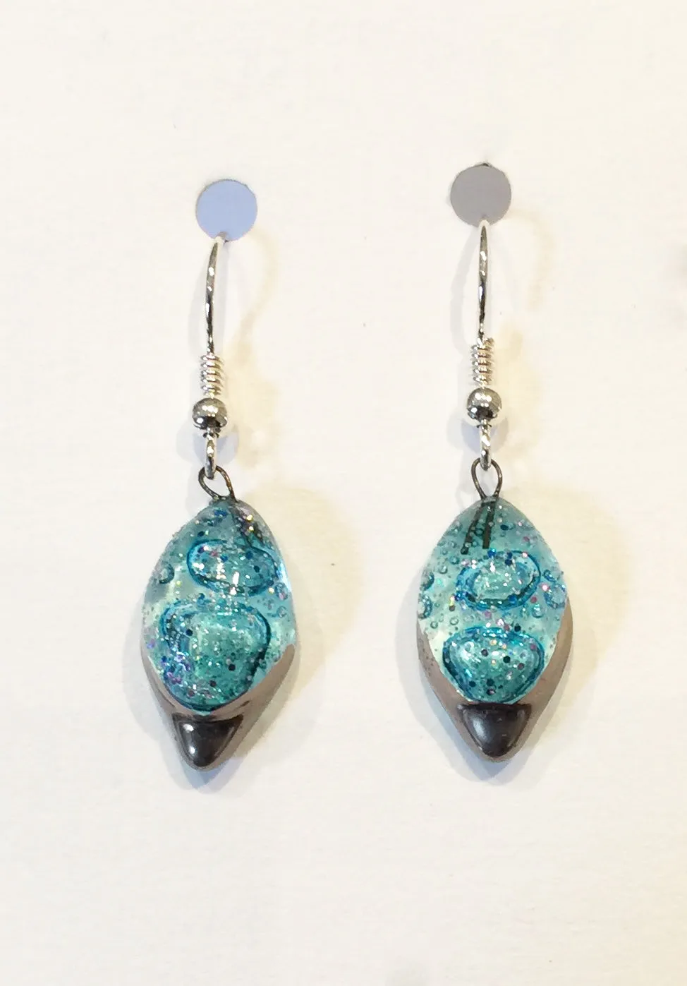 Bubble Diamond Crackle Earrings 1 (Turquoise)