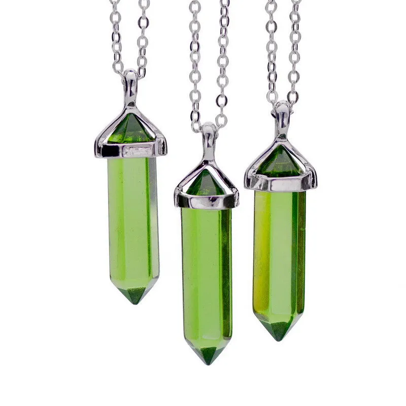 Bullet Shape Natural Stone Amethyst Necklaces Turquoise Crystal Gem Stone Quartz Pendant Women Necklace Summer Jewelry