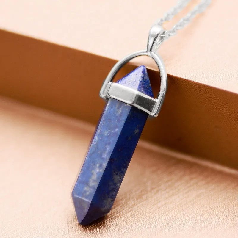 Bullet Shape Natural Stone Amethyst Necklaces Turquoise Crystal Gem Stone Quartz Pendant Women Necklace Summer Jewelry