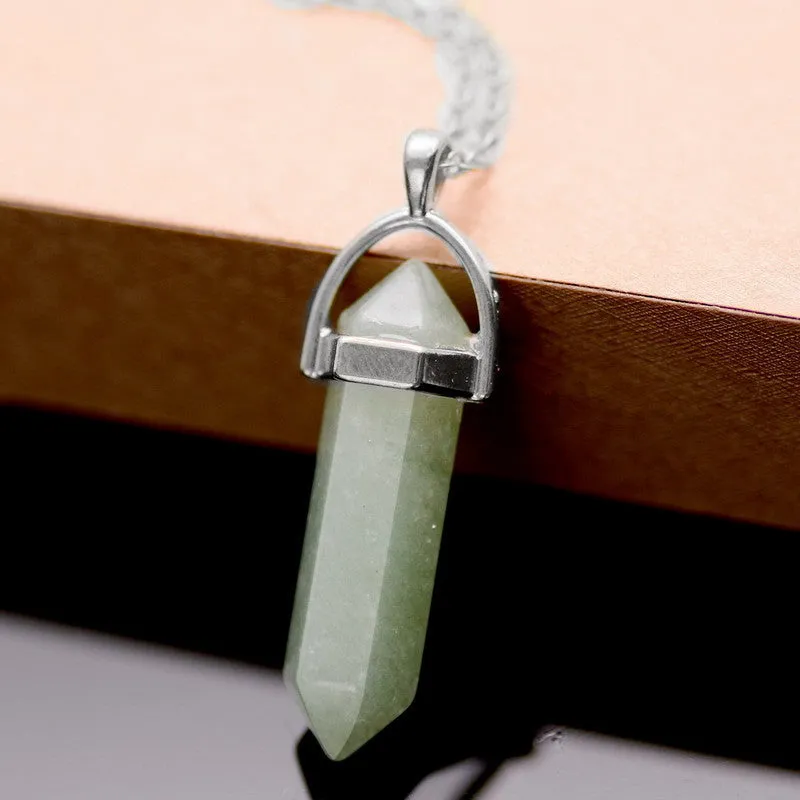 Bullet Shape Natural Stone Amethyst Necklaces Turquoise Crystal Gem Stone Quartz Pendant Women Necklace Summer Jewelry