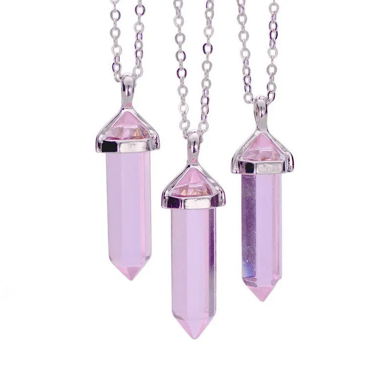 Bullet Shape Natural Stone Amethyst Necklaces Turquoise Crystal Gem Stone Quartz Pendant Women Necklace Summer Jewelry